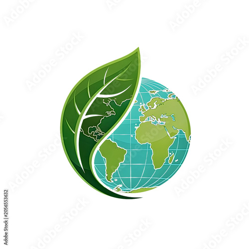 Eco-friendly globe with green leaf symbolizing global sustainability