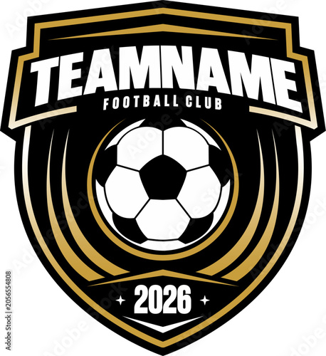 Badge Emblem Soccer Club Logo Gold and Black Color Modern Style