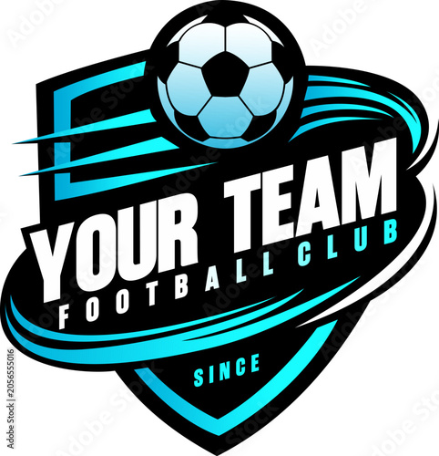 Badge Emblem Soccer Club Logo Blue and Black Color Modern Style