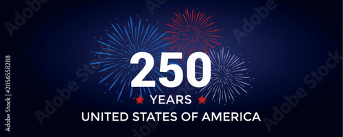 USA anniversary 250 years happy Independence Day firework vector illustration
