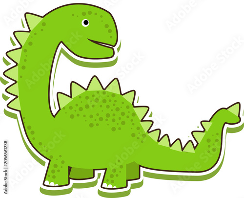 Cute Green Dinosaur Cartoon Character Vector Illustration