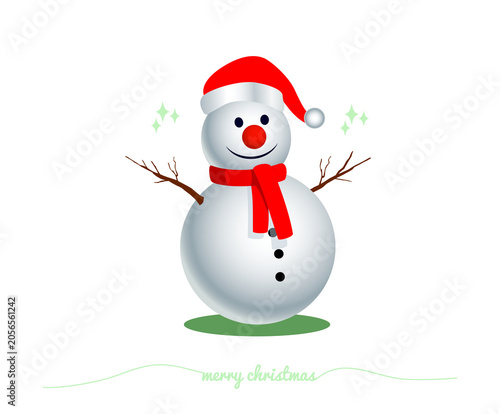 Cute Christmas Snowman Cartoon Character Vector Illustration