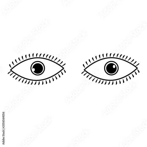 Abstract linear sketch of a pair of eyes with eyelashes