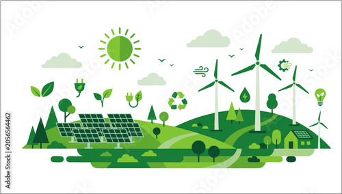Renewable Energy and Sustainable Environment Illustration