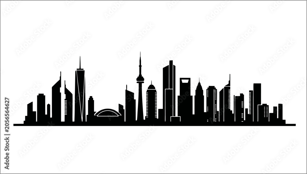 Obraz premium Global City Skyline Panorama Vector