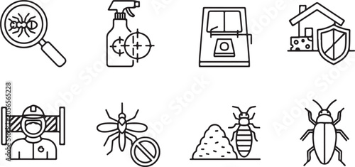Foto Pest control icons and services illustration set