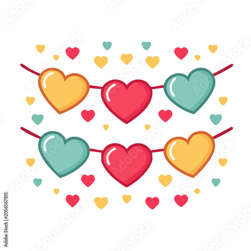 Vector heart pattern with geometric shapes