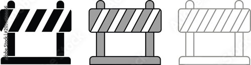 Fotografie Traffic Construction Roadblock Barrier Icon Set Featuring Solid Black Filled Fla