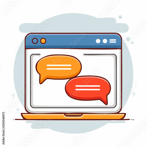 Laptop with Chat Bubbles Icon