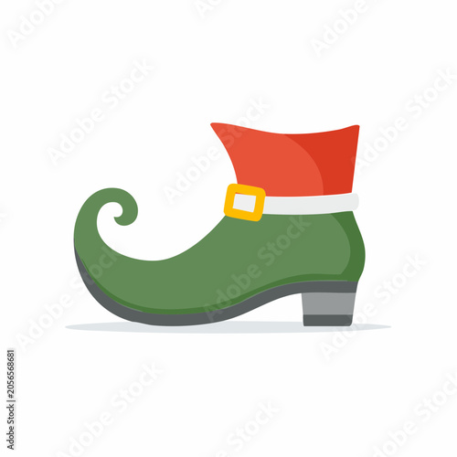 Green Elf Boot with Red Cuff and Gold Buckle