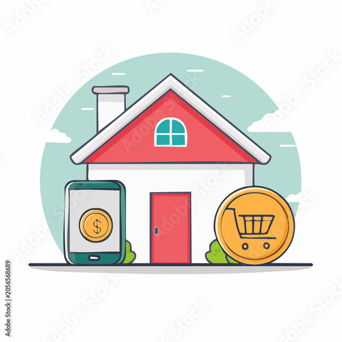 Online Shopping and Home Delivery Concept