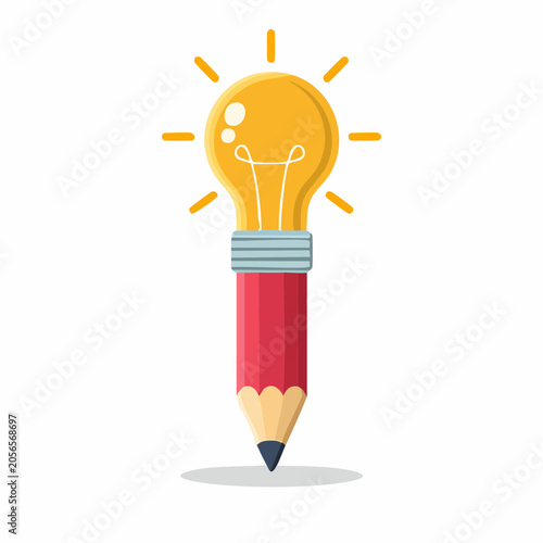 Pencil with Light Bulb Idea