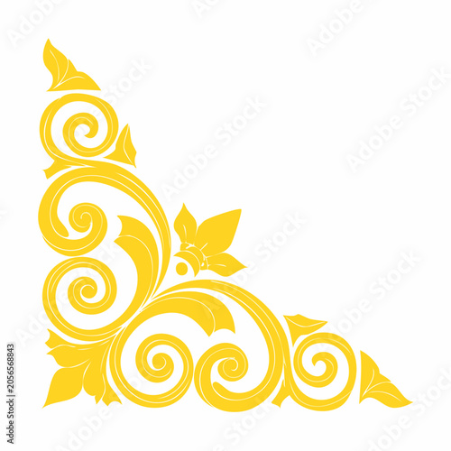 Yellow Swirl Floral Corner Ornament