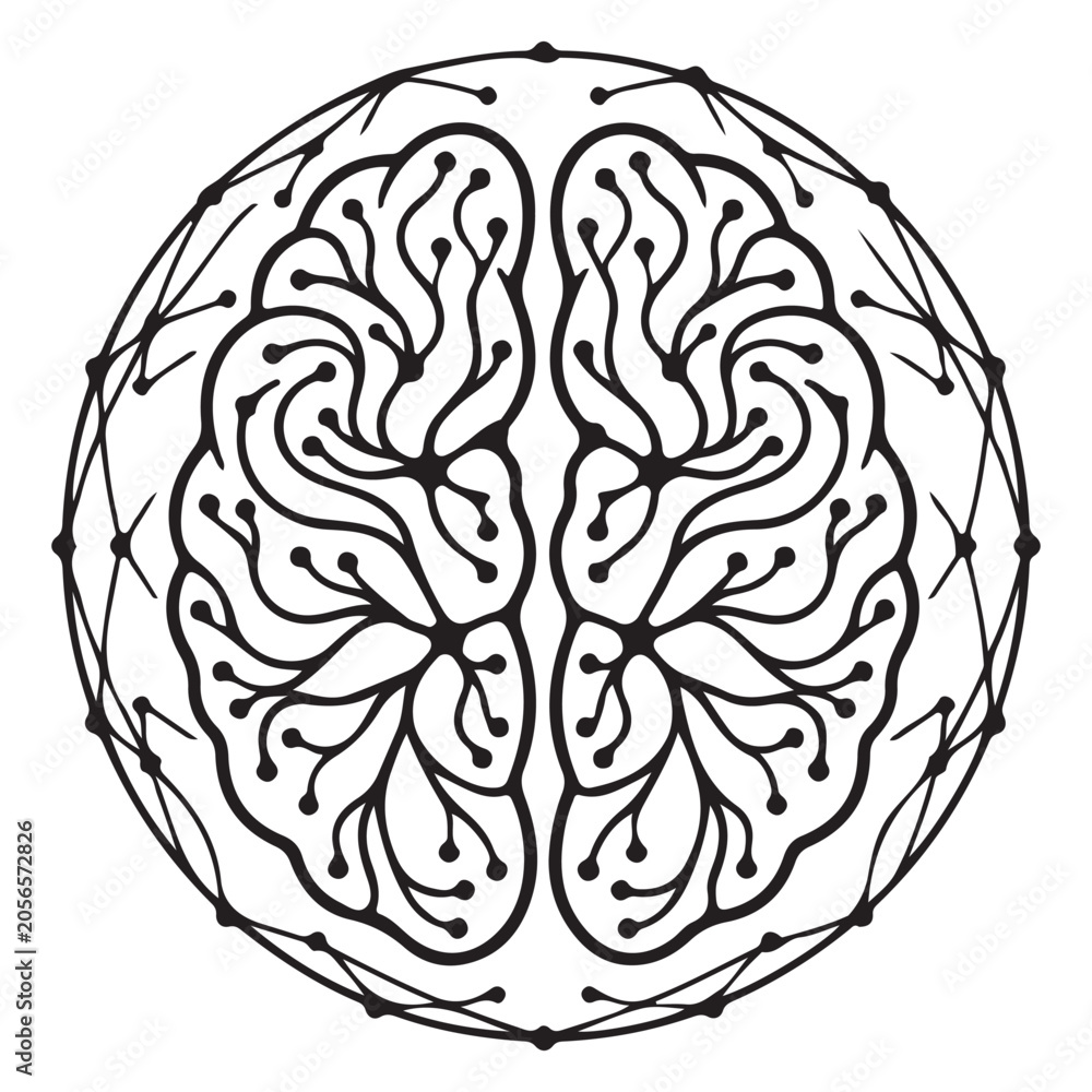 Fototapeta premium AI Brain Network Sphere Vector Silhouette Illustration Concept Design Set Collection Idea