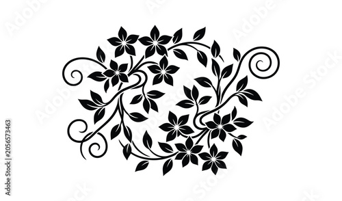 Black floral design with leaves and flowers on video