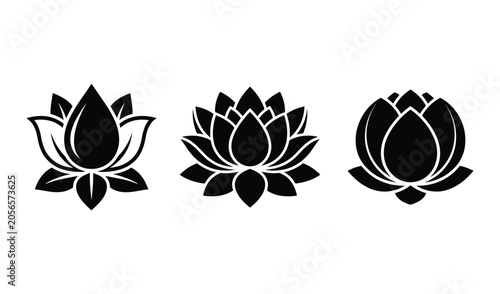 Black lotus flower icons for design video