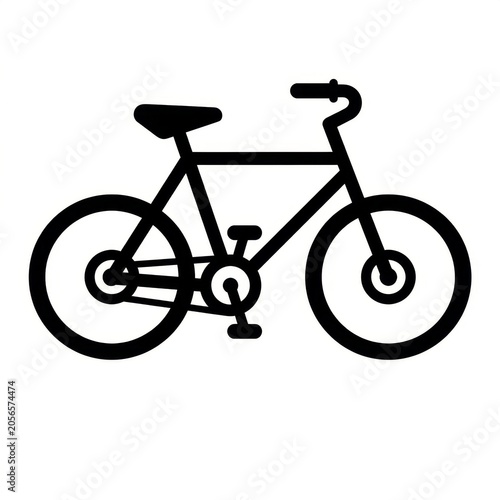 Isolated black bicycle icon silhouette, flat vector symbol of cycling transport for maps, signs, travel, active lifestyle, recreation