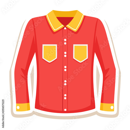 Red hoodie with yellow zipper and pockets