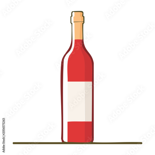 Red wine bottle with gold foil label