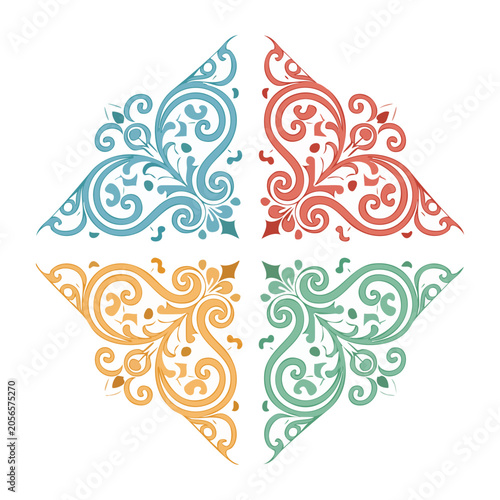 Symmetrical floral ornamental pattern vector