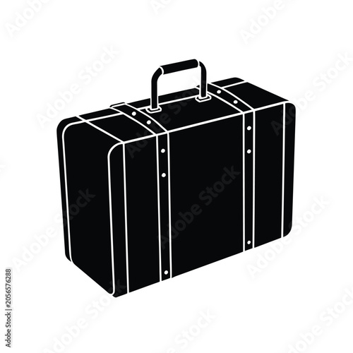 Vintage style travel suitcase silhouette icon for vacation, trip, and holiday luggage concept