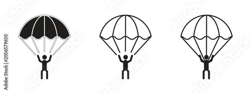 Cuadro en lienzo Skydiving Parachute Adventure Icons Set Vector