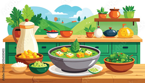 Delicious bowl of vegetable soup.