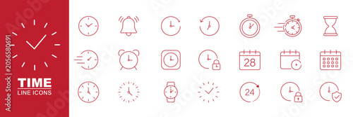 Foto Address icon set, calendar date clock time and location symbols, outline navigation icons, editable stroke vector design elements