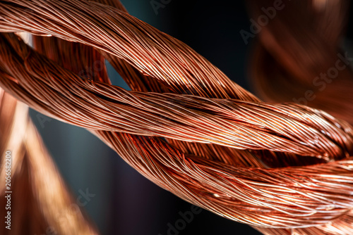 Coiled copper wire from electrical cables used in the power industry, shown as raw material for copper recycling