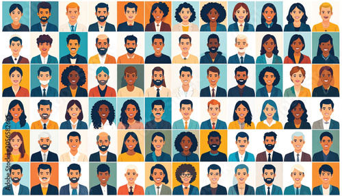 Diverse group of business people faces.