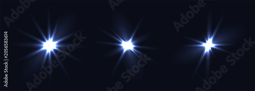 фотографія Blue fash light vector set on black background