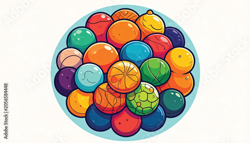 Colorful assortment of citrus fruits together.