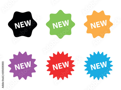 New Product Badge Vector Set Colorful Promotional Label Collection