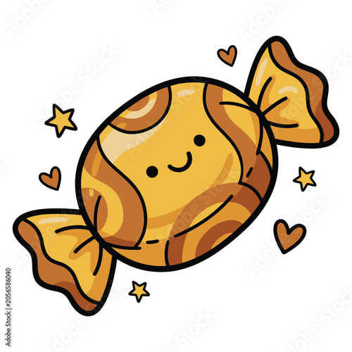 Quadro em tela Kawaii wrapped hard candy cartoon with heart and star accents sugar coated candy