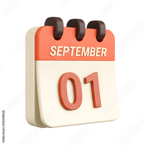 3D calendar icon for September month