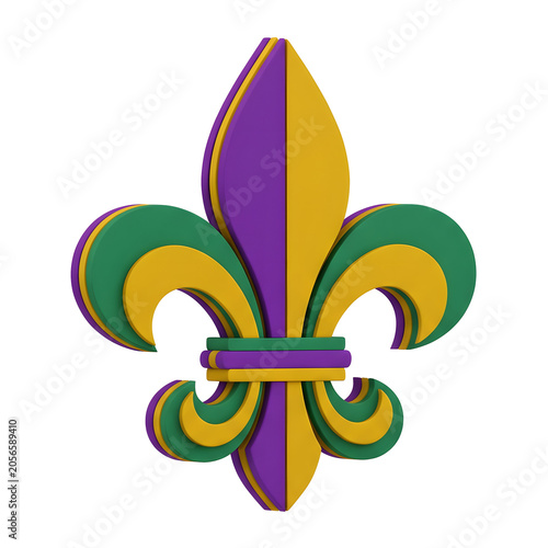3D Fleur-de-Lis Symbol Isolated on White