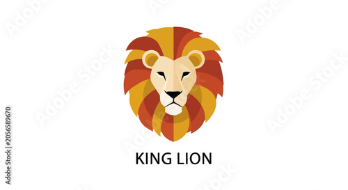 Canvas Print King Lion Flat Vector Logo Design