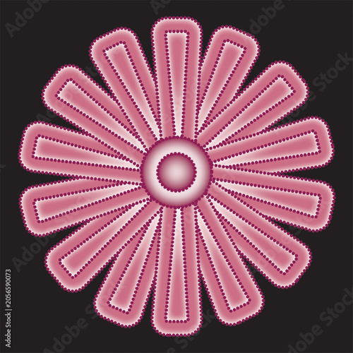 3d halftone pink color flower mandala pattern.