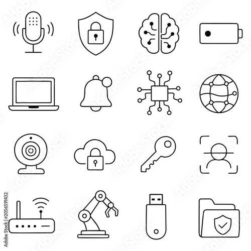 Photography AI Internet and Data Security Icons