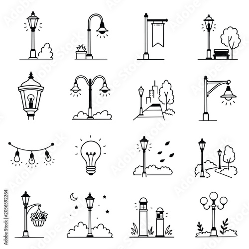 Foto Outdoor Lighting Icon Collection
