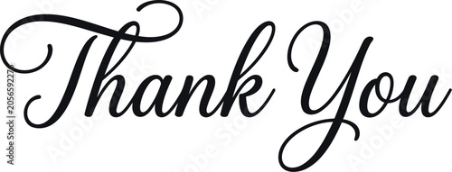 Konstfotografi Elegant calligraphy 'thank you' text on white background