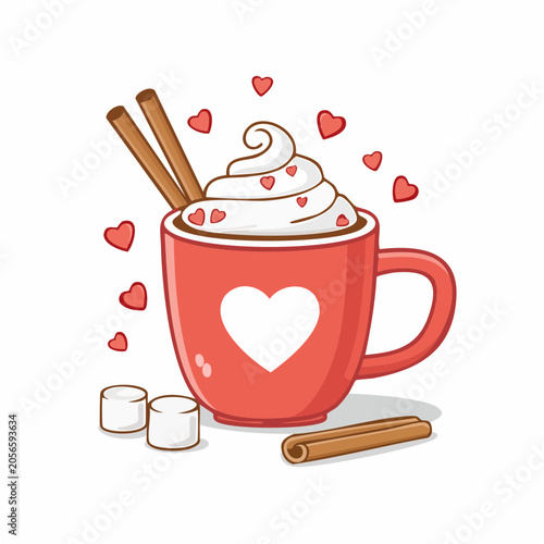 Hot Chocolate with Whipped Cream and Hearts