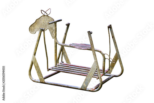 Vintage iron rocking horse toy.