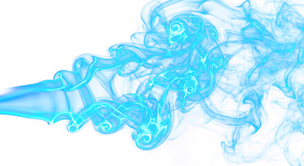 Vibrant Blue Neon Smoke Swirling Dynamic Overlay Effect on Black Background