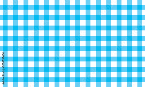 Fotografie Blue Gingham Check Pattern Background Seamless Fabric Texture For Picnic Tablecl