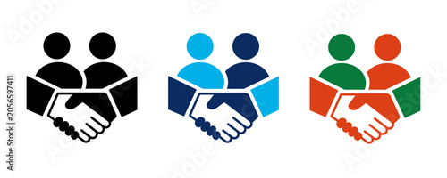 Business Partnership Handshake Icon Set, handshake, partnership, collaboration, teamwork, agreement, business, Team Collaboration and Agreement Symbols, Outline and Solid Vector Icons