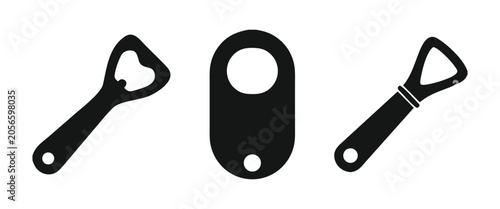 Slika na platnu Bottle Opener Icon Set – Bar Tool, Beverage Accessory & Kitchen Gadget Vector Co