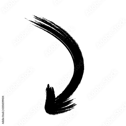 Black minimalistic grunge pointer with arrow geometric navigation symbol on transparent background