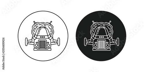 Traditional Japanese Torii Gate Outline Vector Illustration in Circular Frames