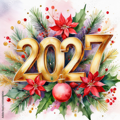Golden 2027 digits celebrating new year holiday